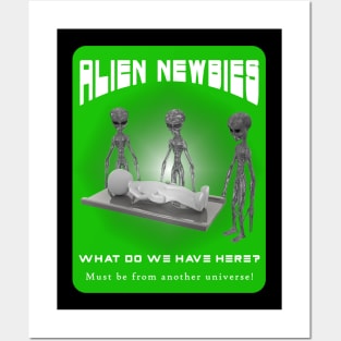 Alien Newbies - Green and White Posters and Art
